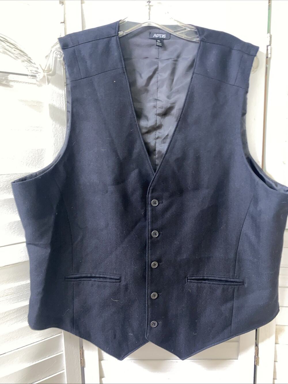 Apt 9 Black Mens XL Single Breasted Lined Vest Formal Business Waistcoat